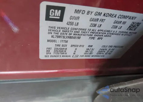 2022 Chevrolet Trailblazer Fwd Rs z USA, uszkodzony, nr VIN KL79MTSLXNB046190